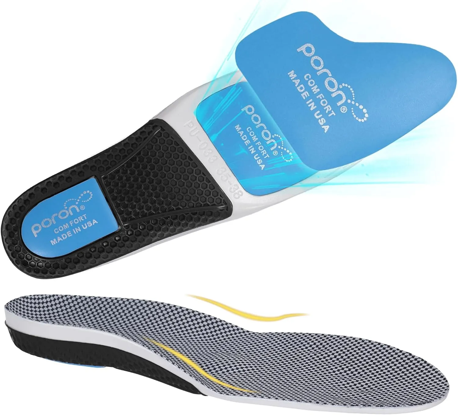 240 lbs Running Athletic Insoles for Men Women - Shock Absorbing Inserts Comfort PORON Shoe Insole for Pain Relief,Work Boot Insoles Foot Pain & Anti Fatigue(Womens 8-9.5/Mens7-8.5)