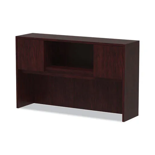 Alera Valencia Series Hutch With Doors, 4 Compartments, 58.88w X 15d X 35.38h, Mahogany