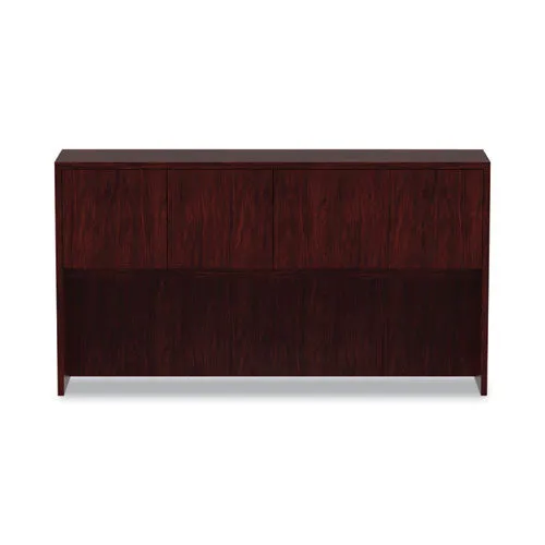 Alera Valencia Series Hutch With Doors, 4 Compartments, 64.75w X 15d X 35.38h, Mahogany