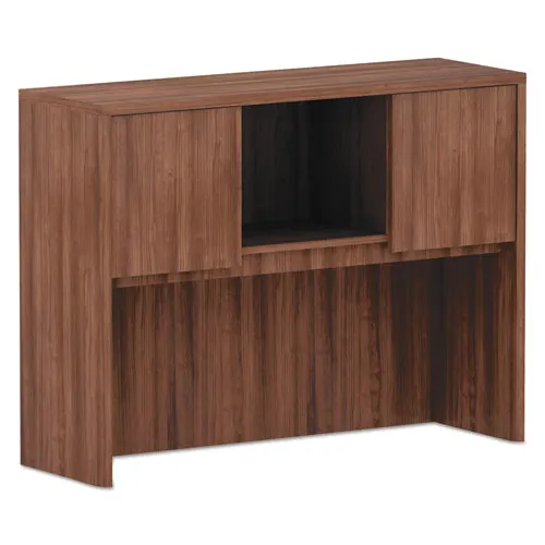 Alera Valencia Series Hutch With Doors, 4 Compartments, 64.75w X 15d X 35.38h, Mahogany