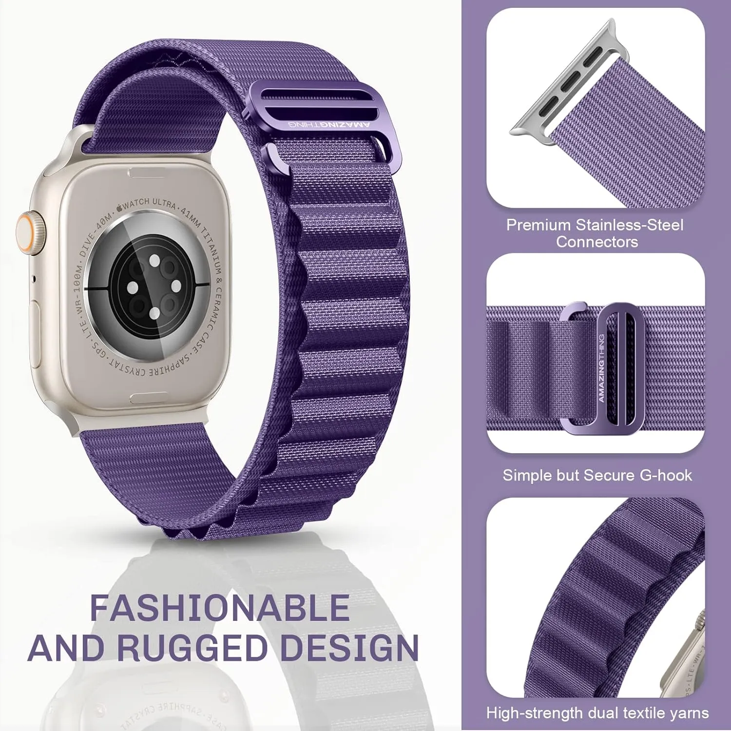 AmazingThing Titan Sports Strap for Apple Watch Ultra - Purple