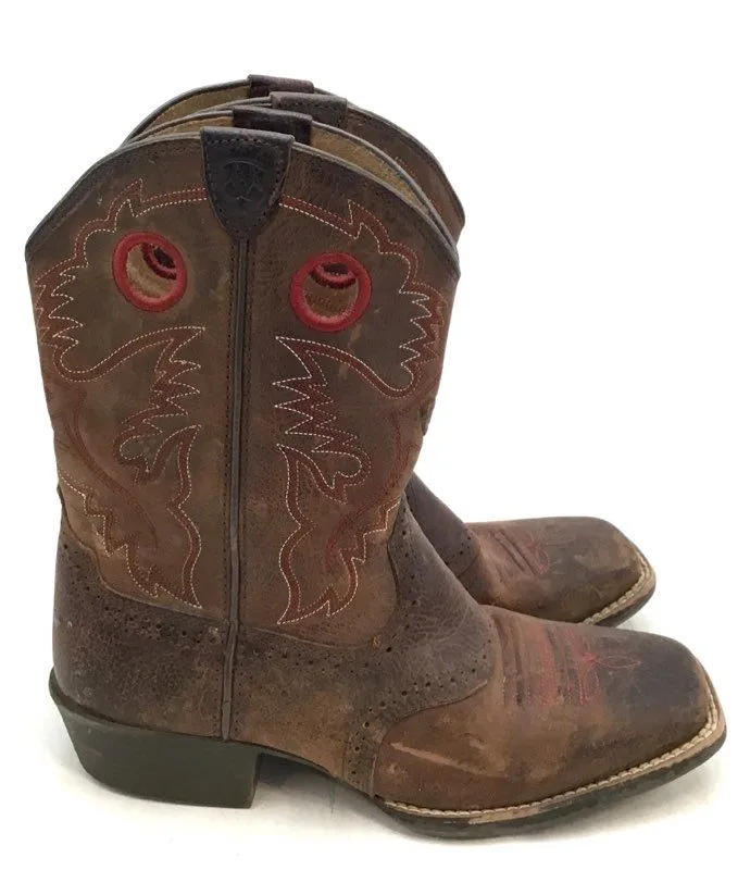 Ariat Boys Heritage Roughstock 10014101 Brown Leather Western Boots - Size 5.5
