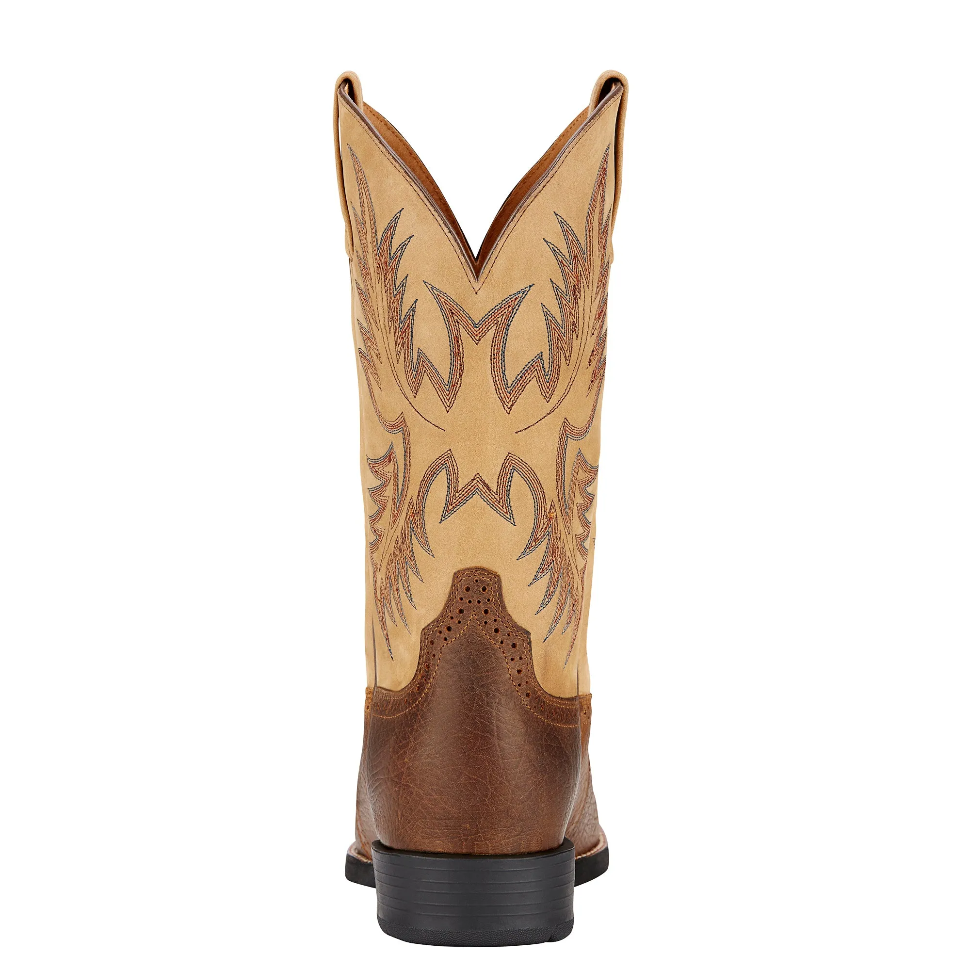 ARIAT HERITAGE STOCKMAN TUMBLED BROWN/BEIGE ROUND TOE BOOT