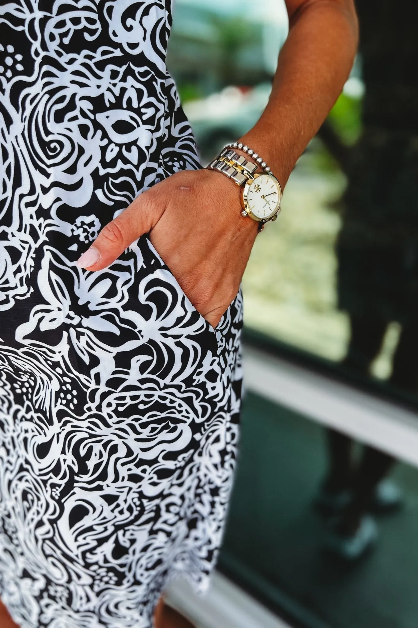 ARYEH Onyx Swirl Black & White Dress