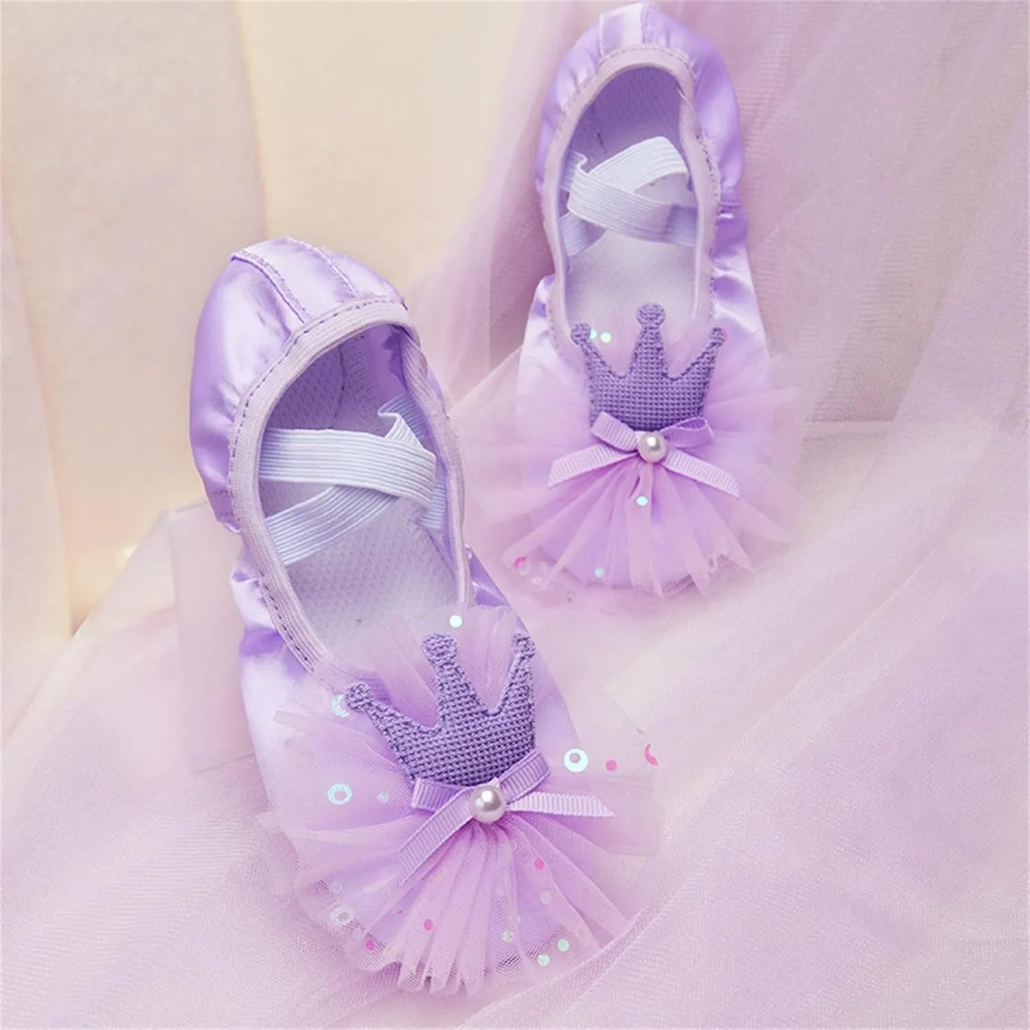 Ballet Shoes for Girls Satin Dance Practic Slippers Split Soft Leather Flat Sole Yoga Shoes Pik Ballet Shoes Girls