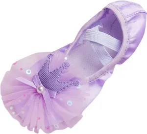 Ballet Shoes for Girls Satin Dance Practic Slippers Split Soft Leather Flat Sole Yoga Shoes Pik Ballet Shoes Girls
