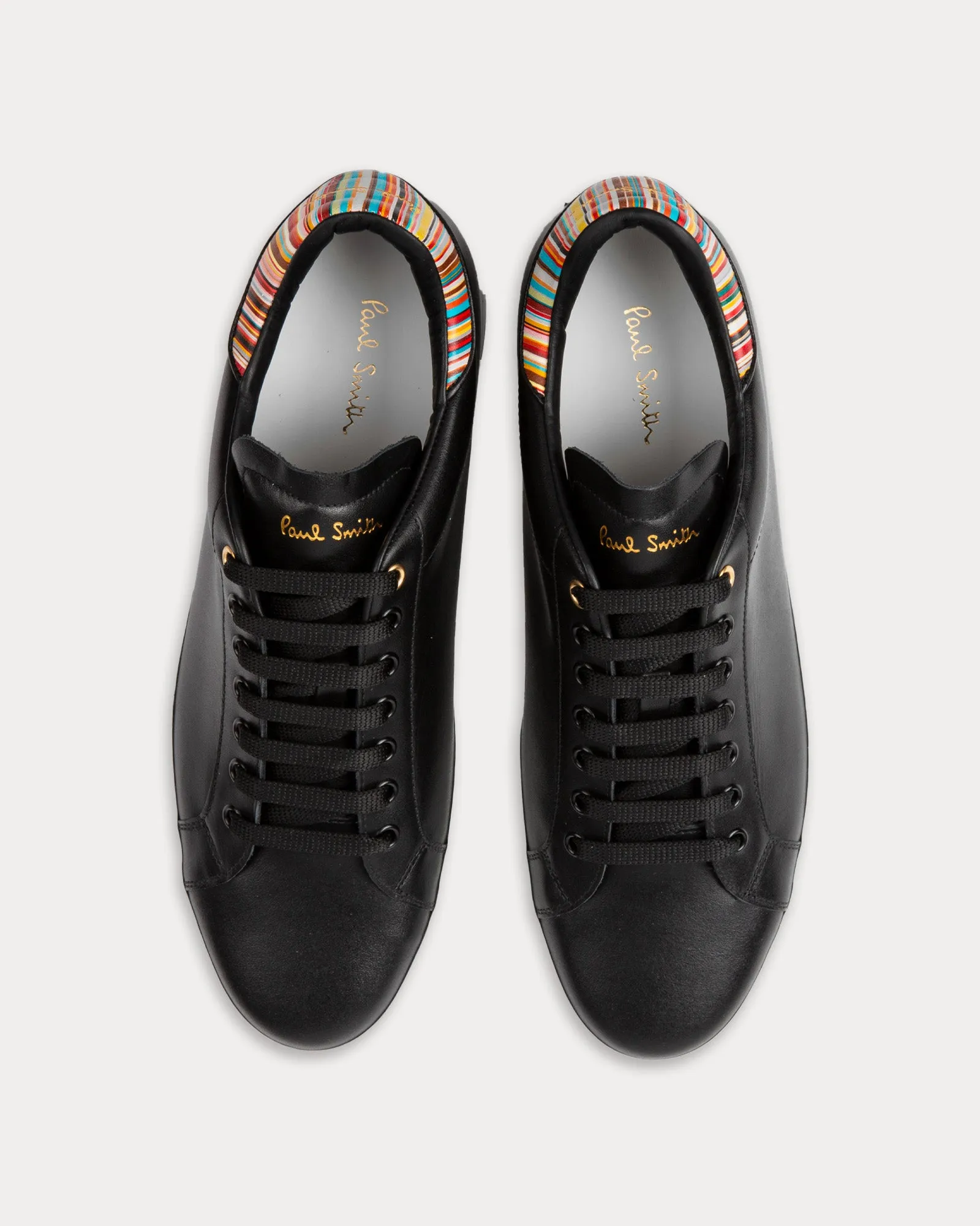 Beck with Signature Stripe Leather Black / White Low Top Sneakers