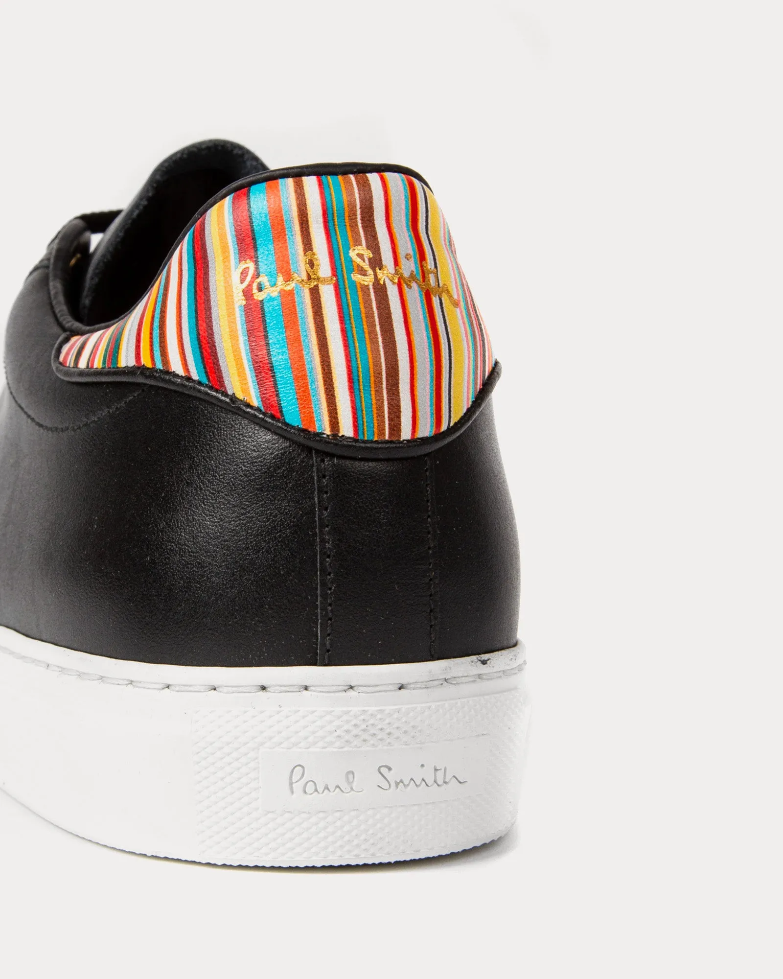 Beck with Signature Stripe Leather Black / White Low Top Sneakers