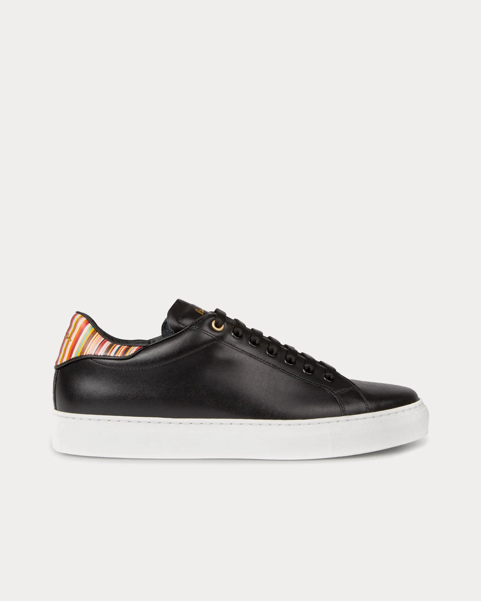 Beck with Signature Stripe Leather Black / White Low Top Sneakers