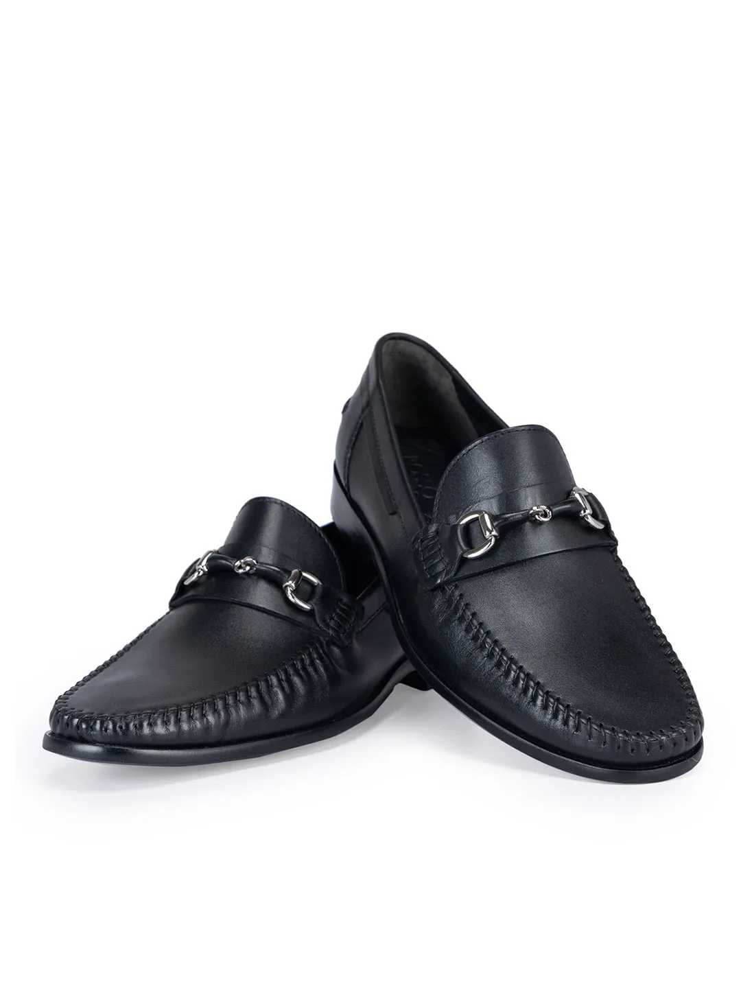 Black Loafers With Metal Buckle