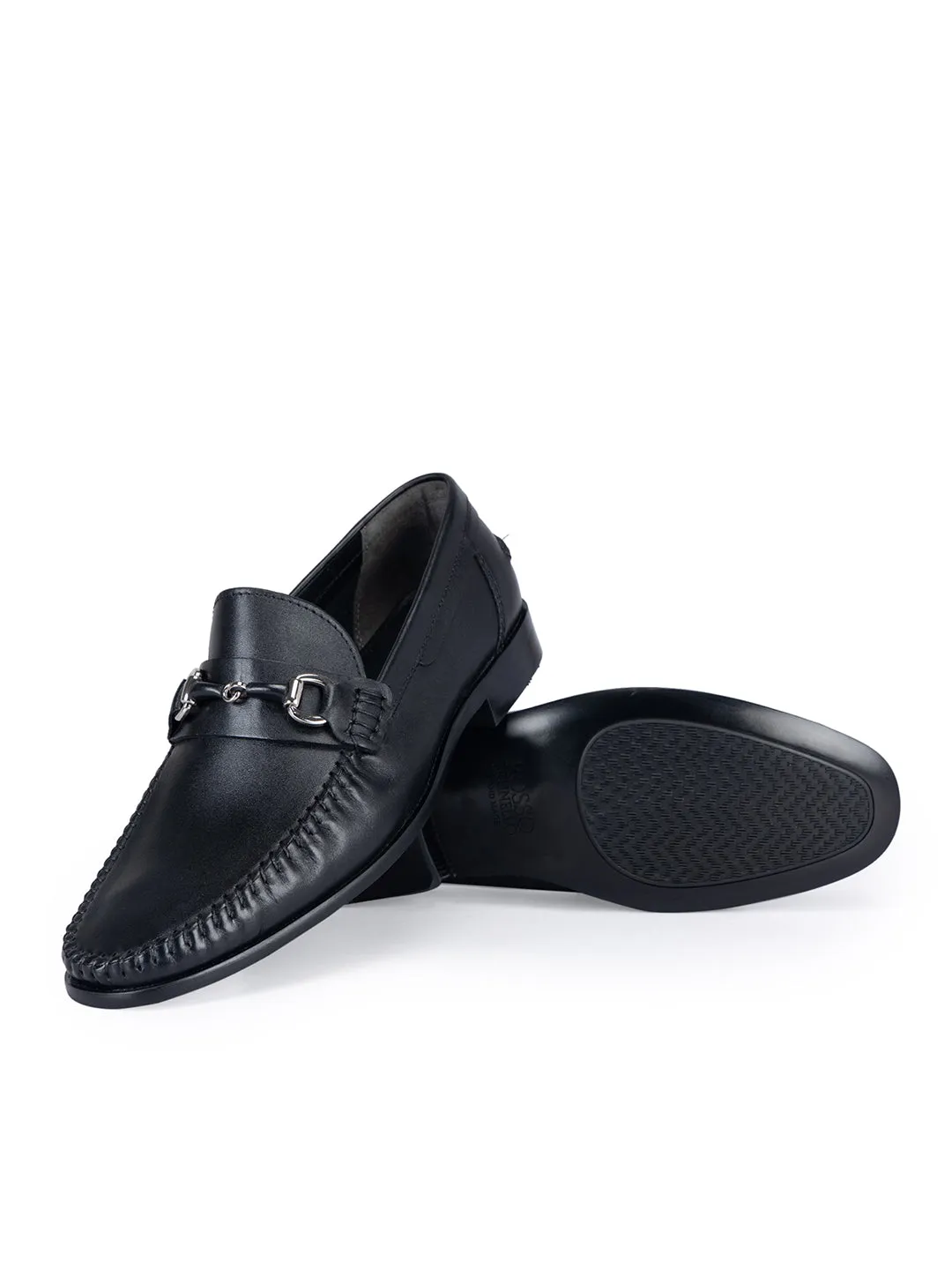 Black Loafers With Metal Buckle