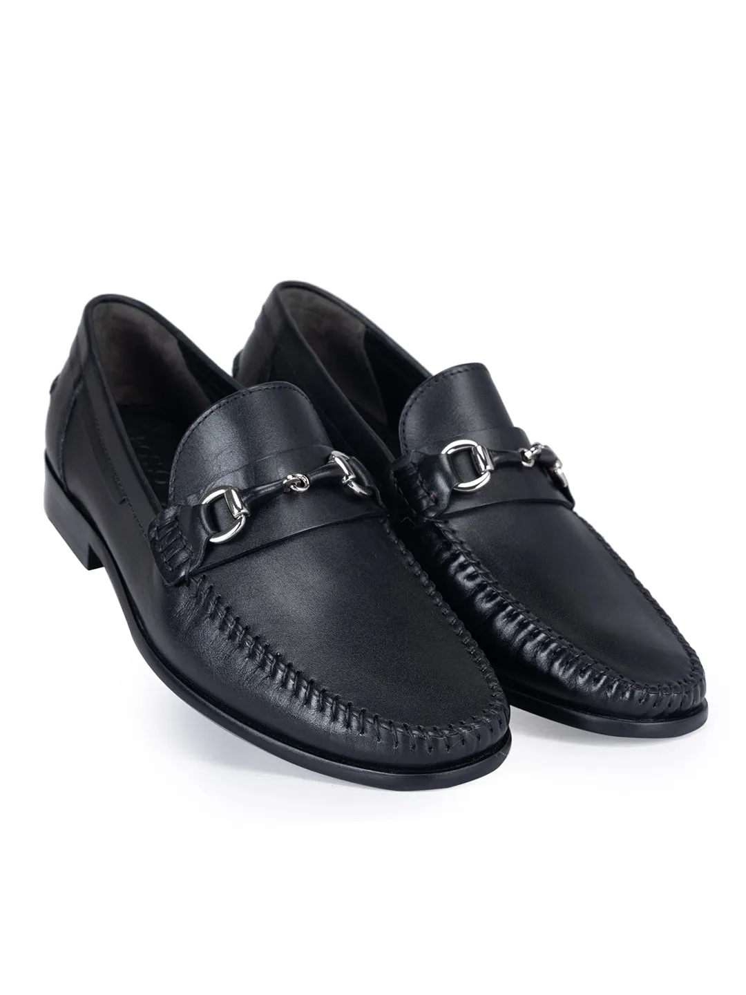Black Loafers With Metal Buckle