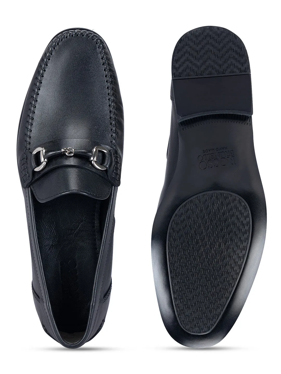 Black Loafers With Metal Buckle