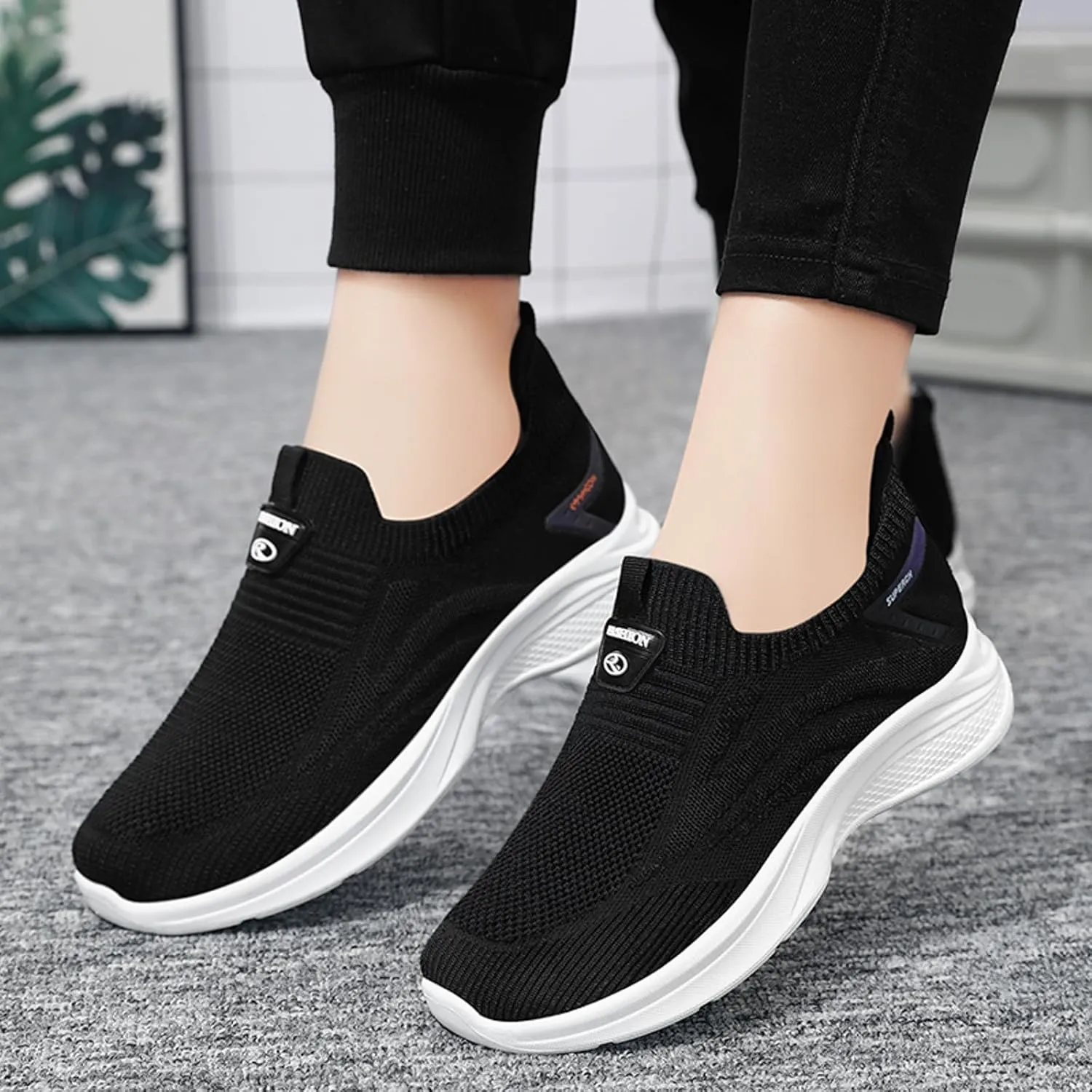 Breathable Mesh Men's Slip on Shoes Lightweight Comfortable Sole Sneakers for Athletic Training, Jogging & Casual Outdoor Activities Summer Spring Daily Work Fashionalbe Footwear Men