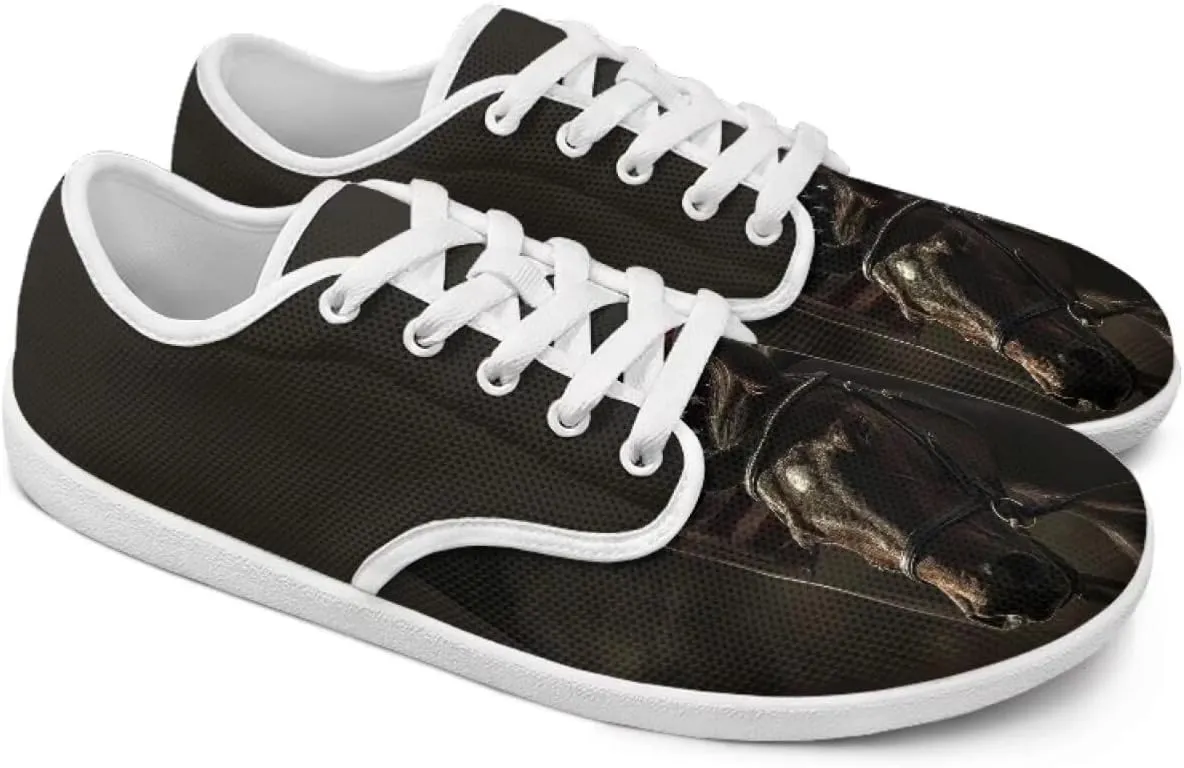 chaqlin Horse Sneaker Classic Lace-Up Low Top Tennis Shoes Wide Flat Running Walking Sneaker Non Slip Barefoot Shoe