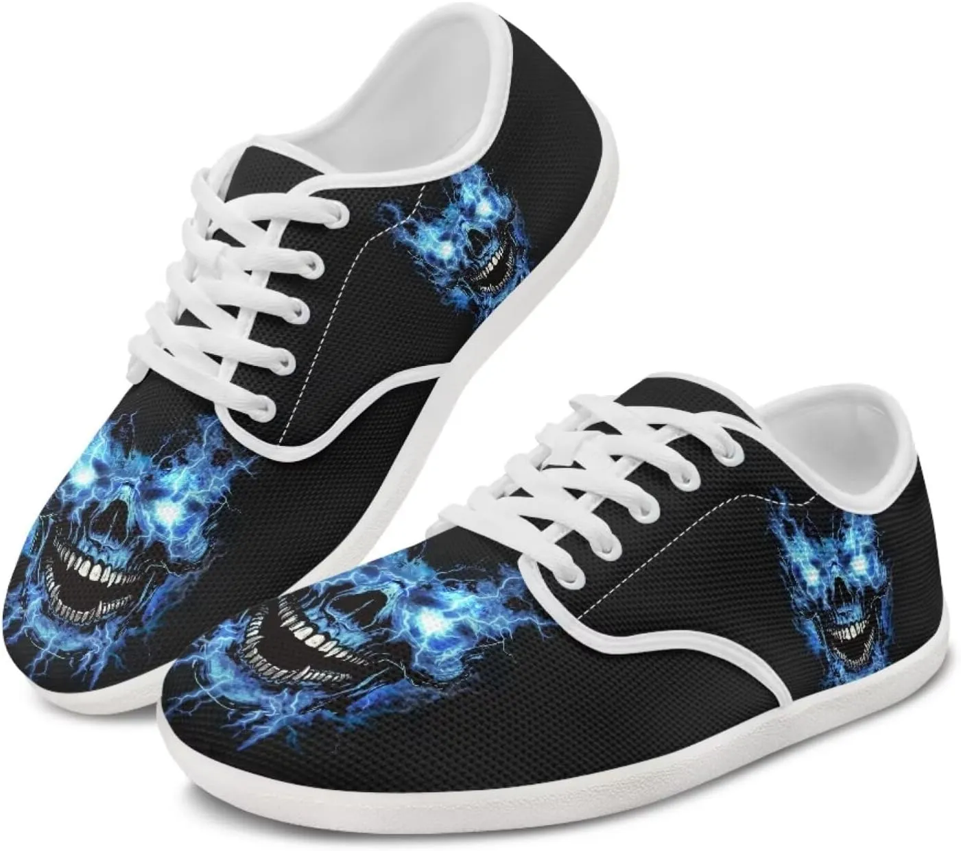 chaqlin Skull Women's Shoes Walking Lightweight Tennis Low Top Fashion Sneaker Classic Lace Up Breathable Sneakers