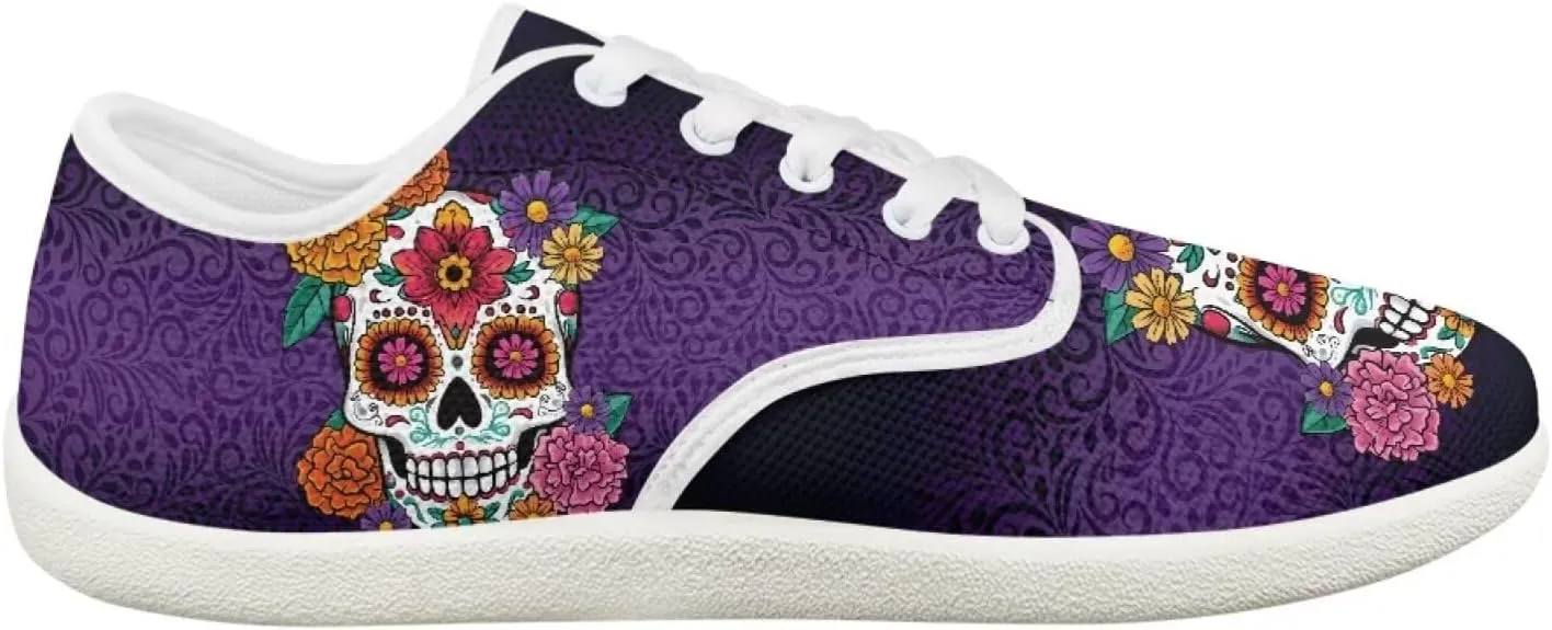 chaqlin Skull Women's Shoes Walking Lightweight Tennis Low Top Fashion Sneaker Classic Lace Up Breathable Sneakers