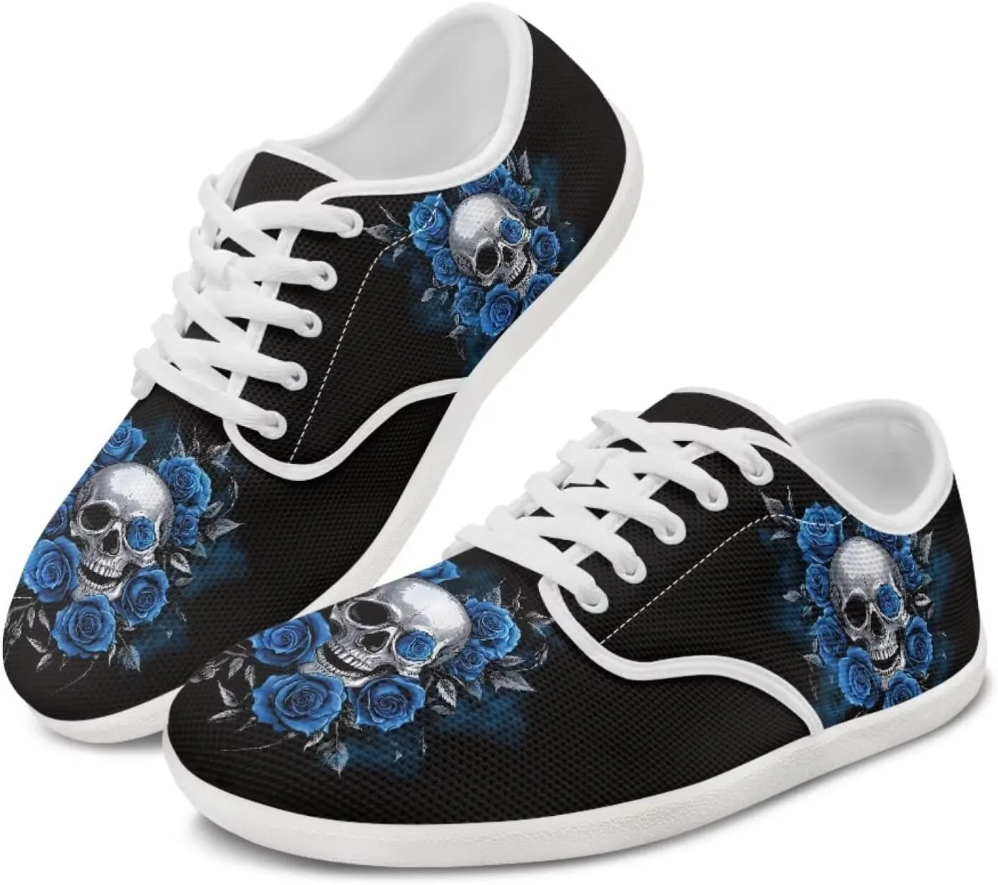 chaqlin Skull Women's Shoes Walking Lightweight Tennis Low Top Fashion Sneaker Classic Lace Up Breathable Sneakers