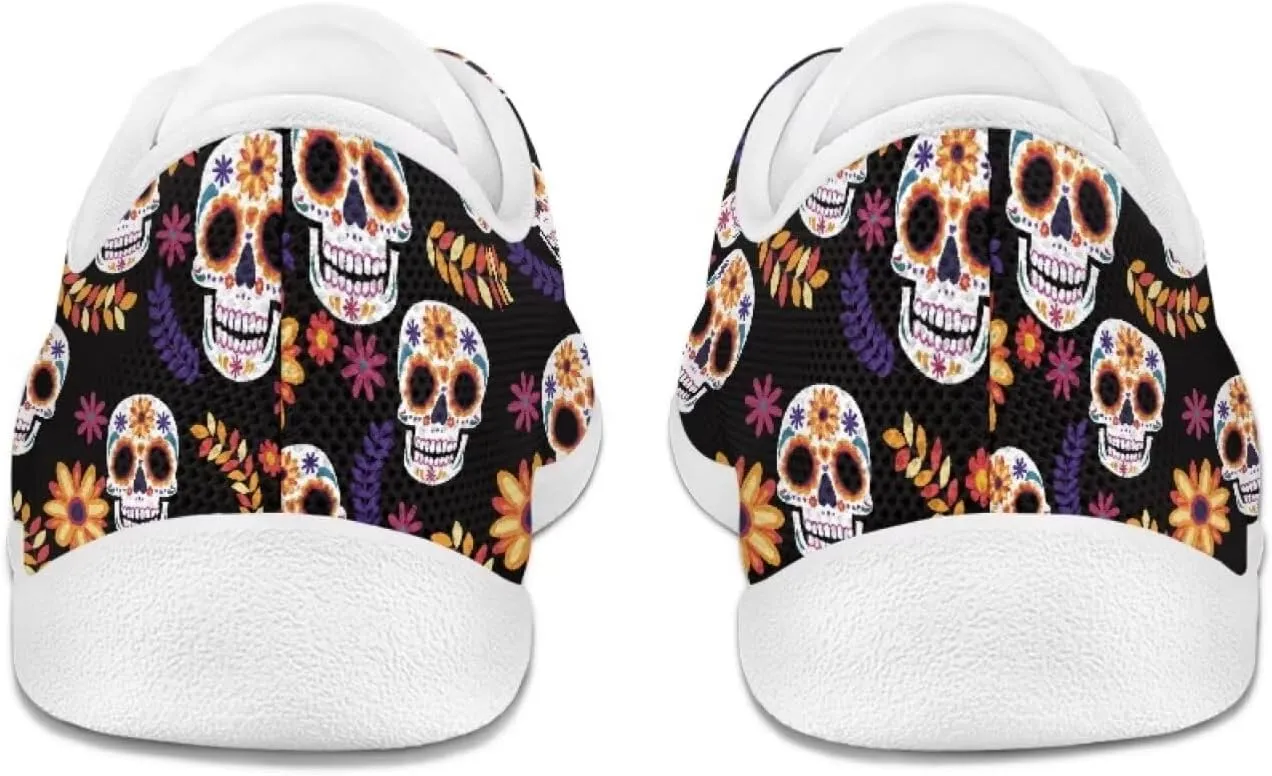 chaqlin Skull Women's Shoes Walking Lightweight Tennis Low Top Fashion Sneaker Classic Lace Up Breathable Sneakers