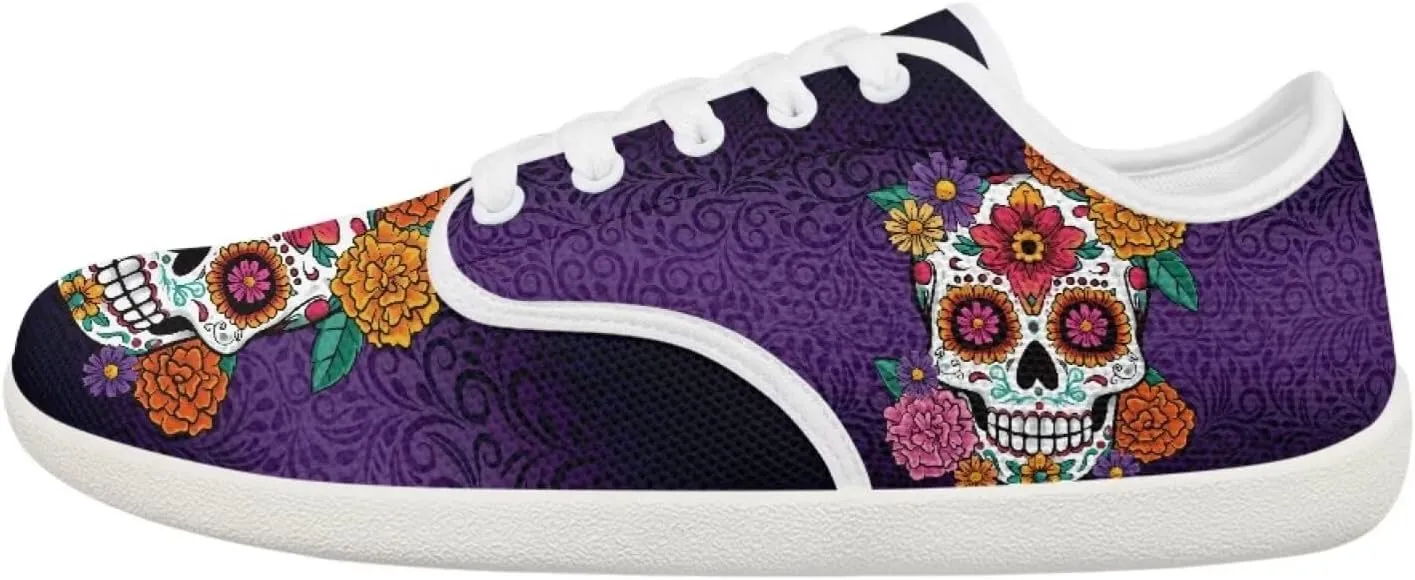 chaqlin Skull Women's Shoes Walking Lightweight Tennis Low Top Fashion Sneaker Classic Lace Up Breathable Sneakers