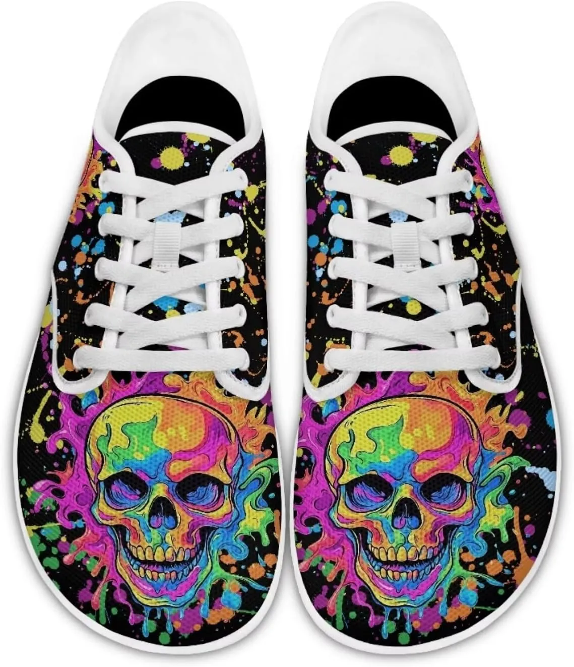 chaqlin Skull Women's Shoes Walking Lightweight Tennis Low Top Fashion Sneaker Classic Lace Up Breathable Sneakers