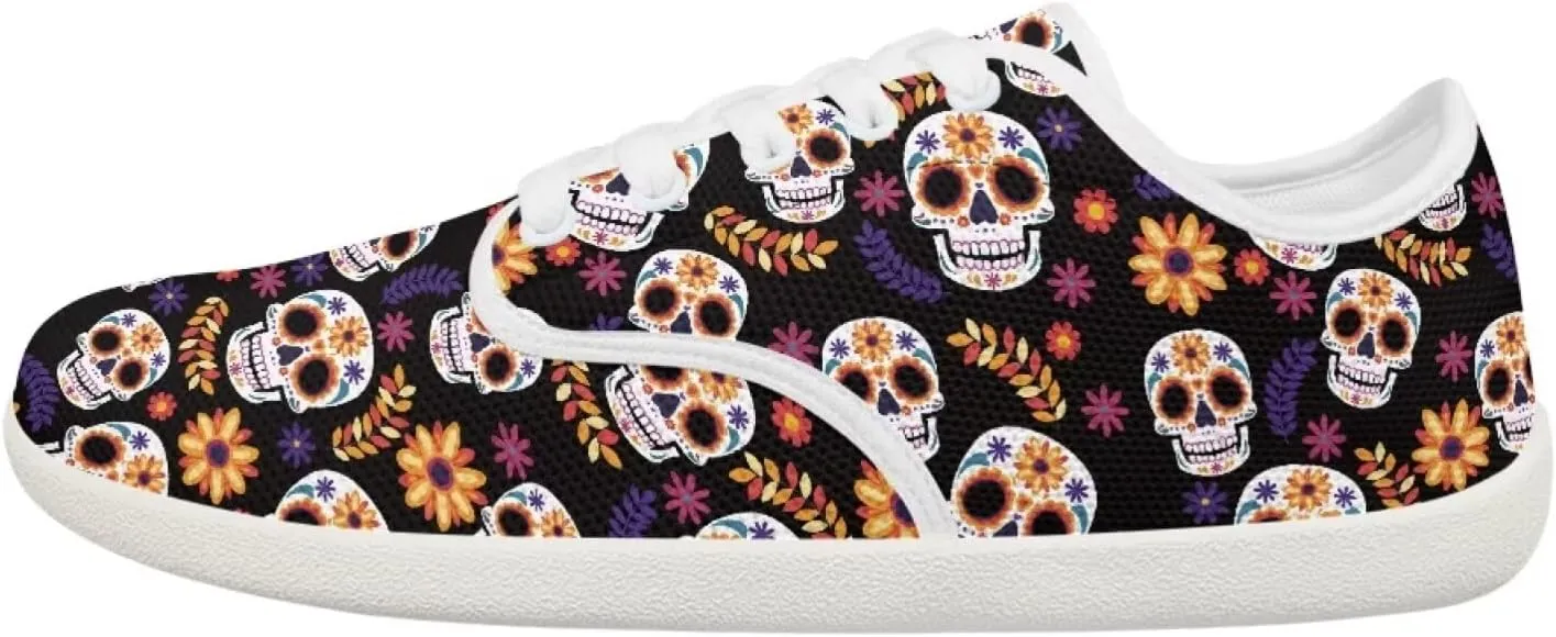 chaqlin Skull Women's Shoes Walking Lightweight Tennis Low Top Fashion Sneaker Classic Lace Up Breathable Sneakers