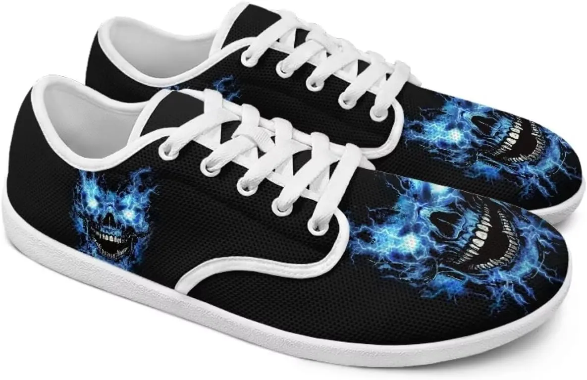 chaqlin Skull Women's Shoes Walking Lightweight Tennis Low Top Fashion Sneaker Classic Lace Up Breathable Sneakers
