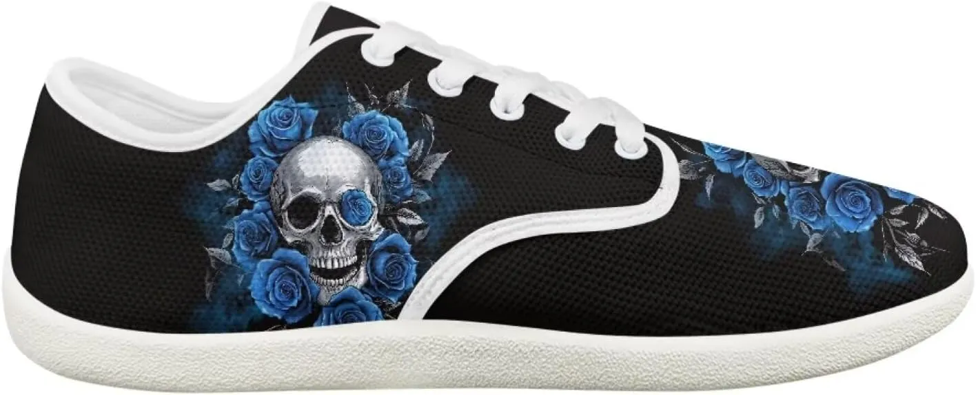 chaqlin Skull Women's Shoes Walking Lightweight Tennis Low Top Fashion Sneaker Classic Lace Up Breathable Sneakers