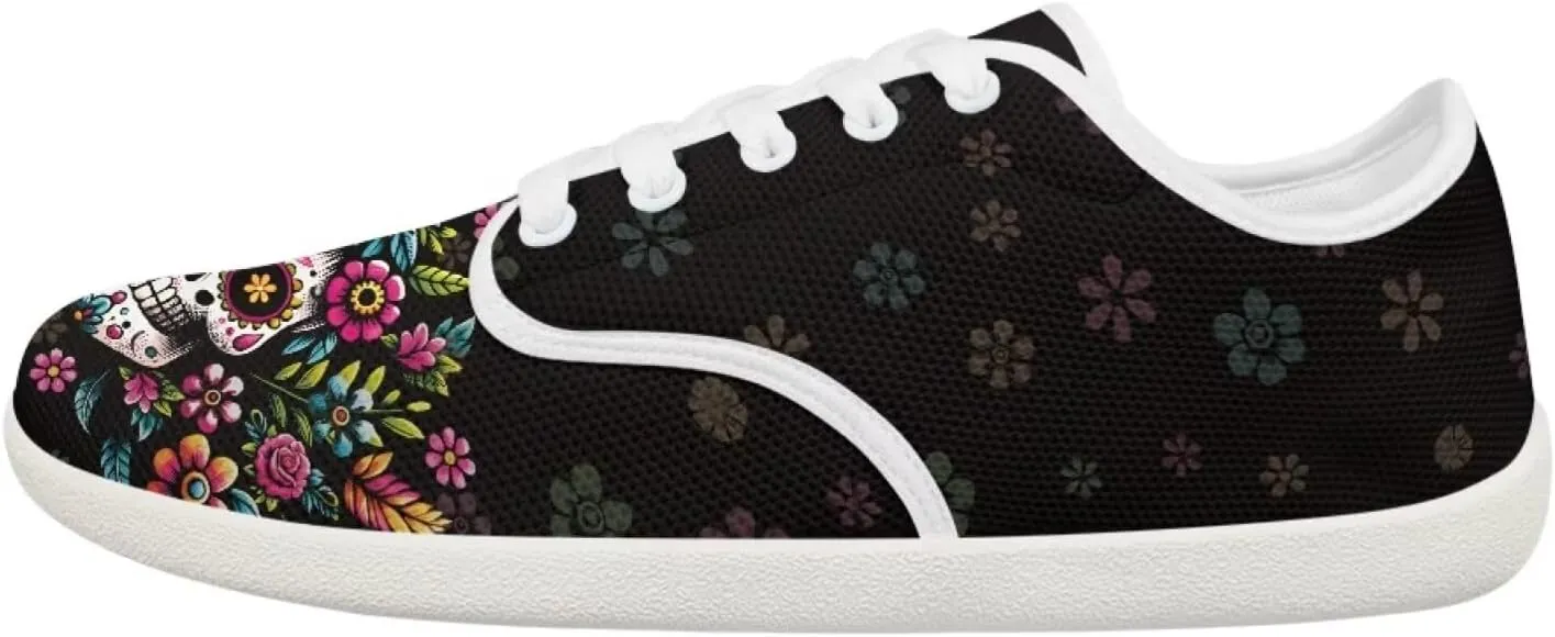 chaqlin Skull Women's Shoes Walking Lightweight Tennis Low Top Fashion Sneaker Classic Lace Up Breathable Sneakers