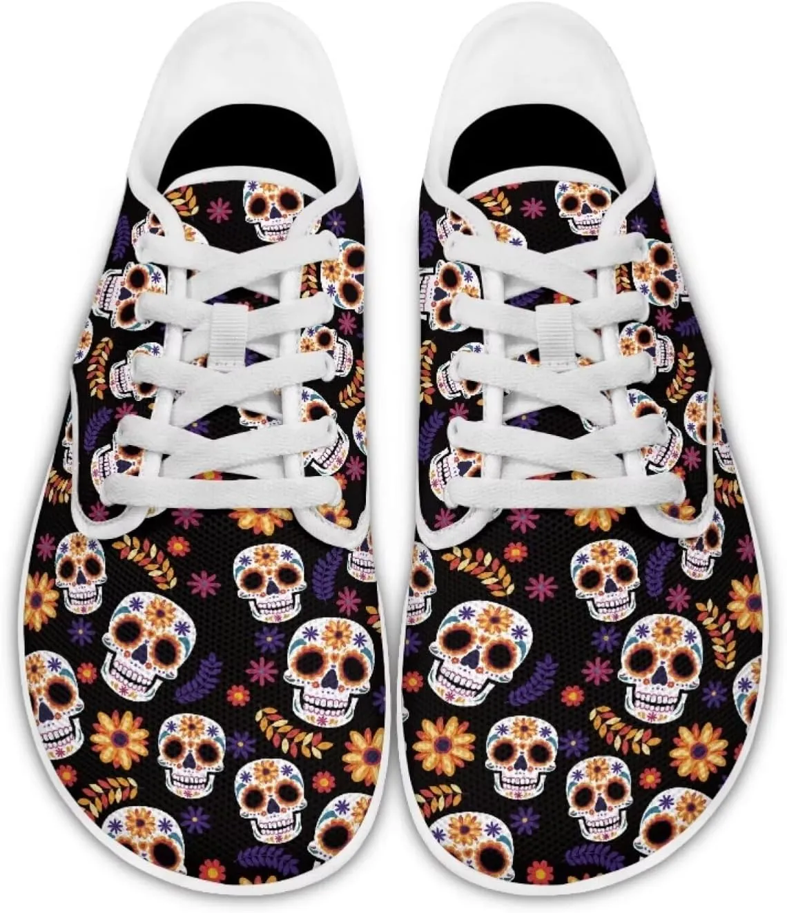 chaqlin Skull Women's Shoes Walking Lightweight Tennis Low Top Fashion Sneaker Classic Lace Up Breathable Sneakers