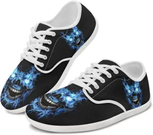 chaqlin Skull Women's Shoes Walking Lightweight Tennis Low Top Fashion Sneaker Classic Lace Up Breathable Sneakers