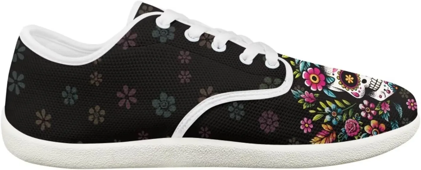 chaqlin Skull Women's Shoes Walking Lightweight Tennis Low Top Fashion Sneaker Classic Lace Up Breathable Sneakers