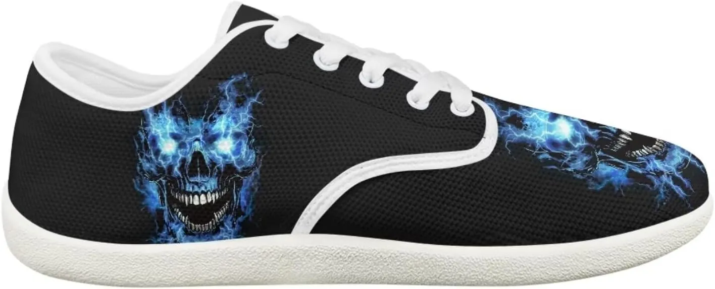chaqlin Skull Women's Shoes Walking Lightweight Tennis Low Top Fashion Sneaker Classic Lace Up Breathable Sneakers