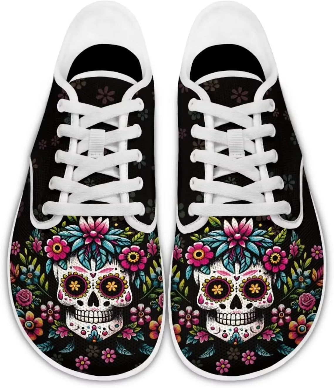 chaqlin Skull Women's Shoes Walking Lightweight Tennis Low Top Fashion Sneaker Classic Lace Up Breathable Sneakers