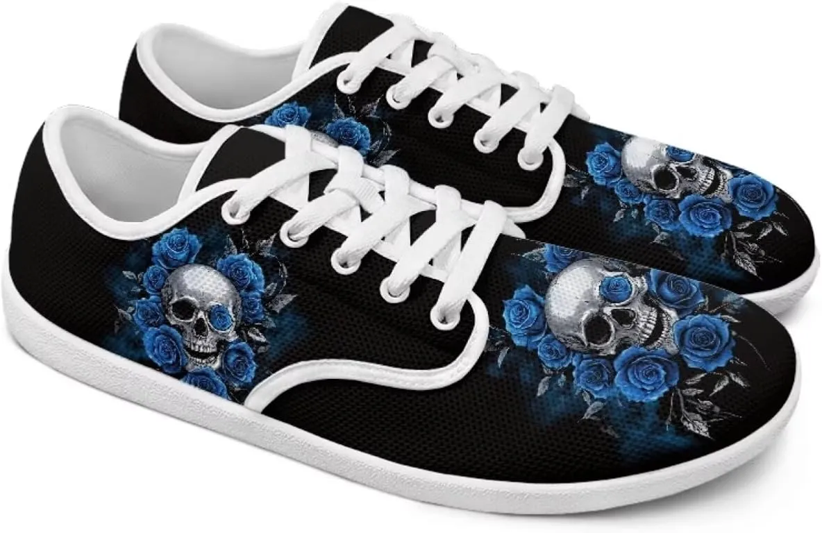 chaqlin Skull Women's Shoes Walking Lightweight Tennis Low Top Fashion Sneaker Classic Lace Up Breathable Sneakers