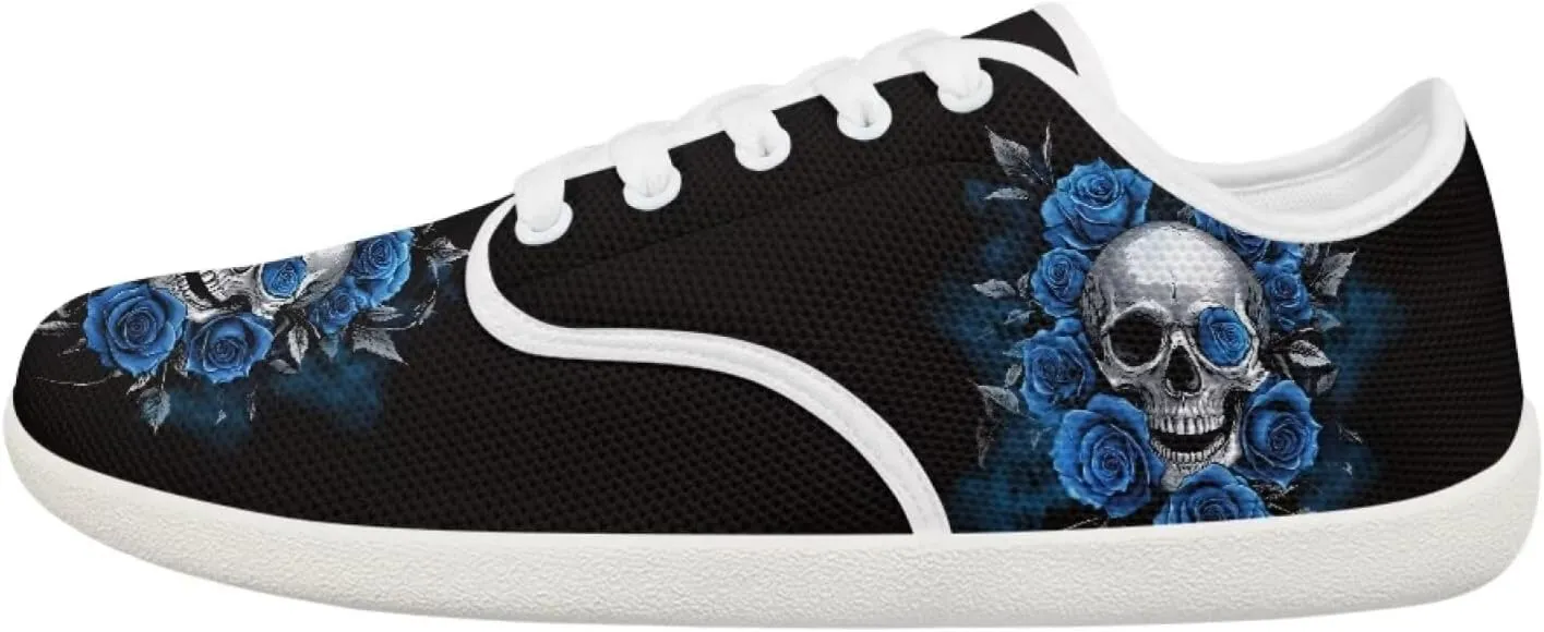 chaqlin Skull Women's Shoes Walking Lightweight Tennis Low Top Fashion Sneaker Classic Lace Up Breathable Sneakers