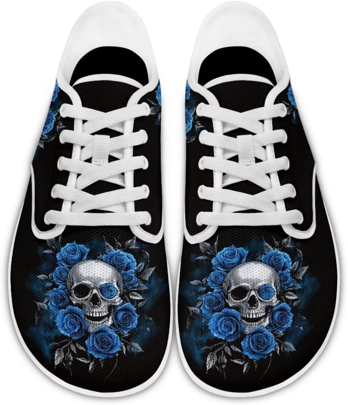chaqlin Skull Women's Shoes Walking Lightweight Tennis Low Top Fashion Sneaker Classic Lace Up Breathable Sneakers