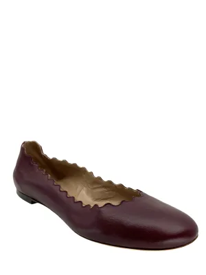Chloe Lauren Scalloped Leather Ballet Flats Size 8