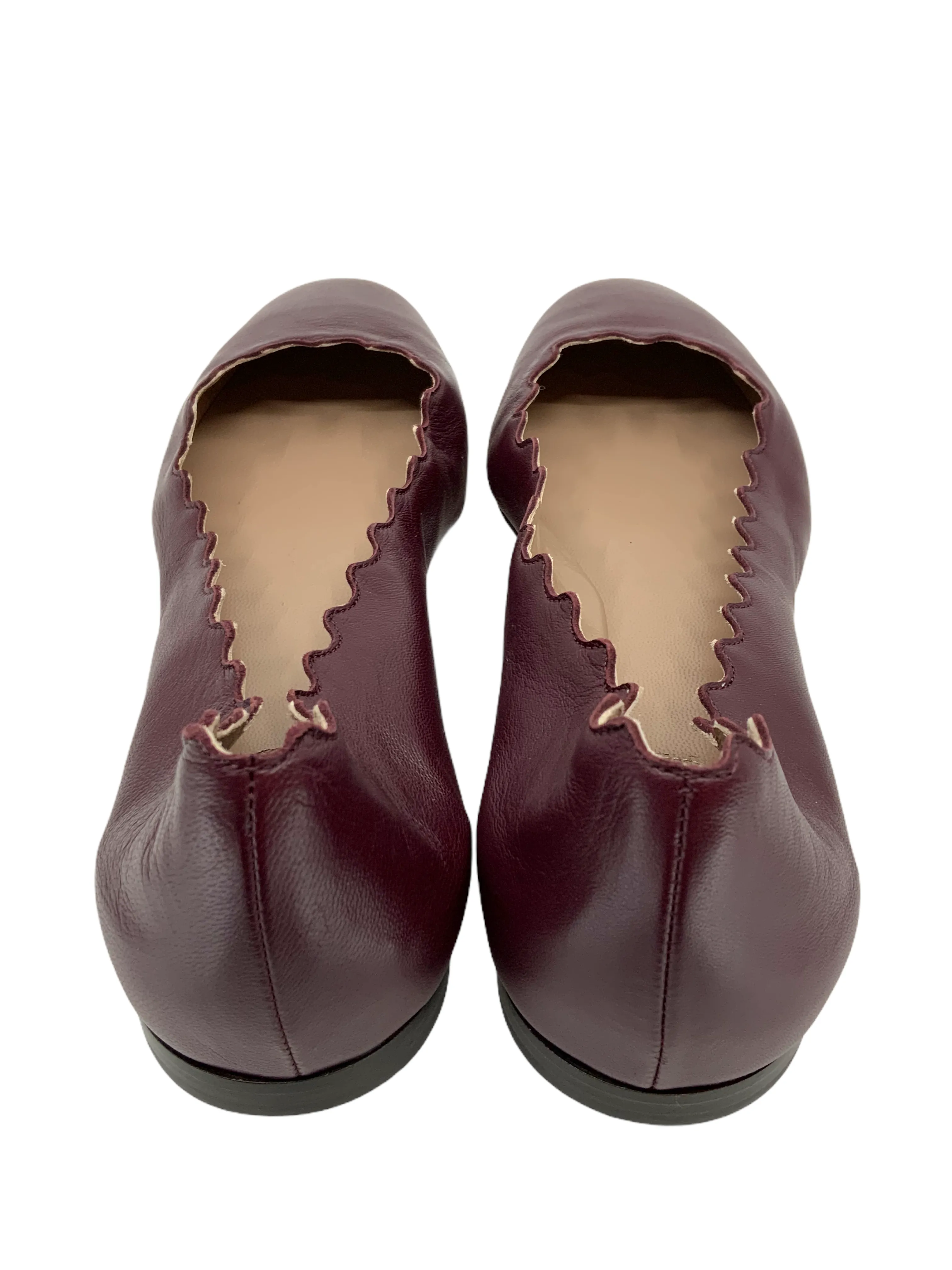 Chloe Lauren Scalloped Leather Ballet Flats Size 8