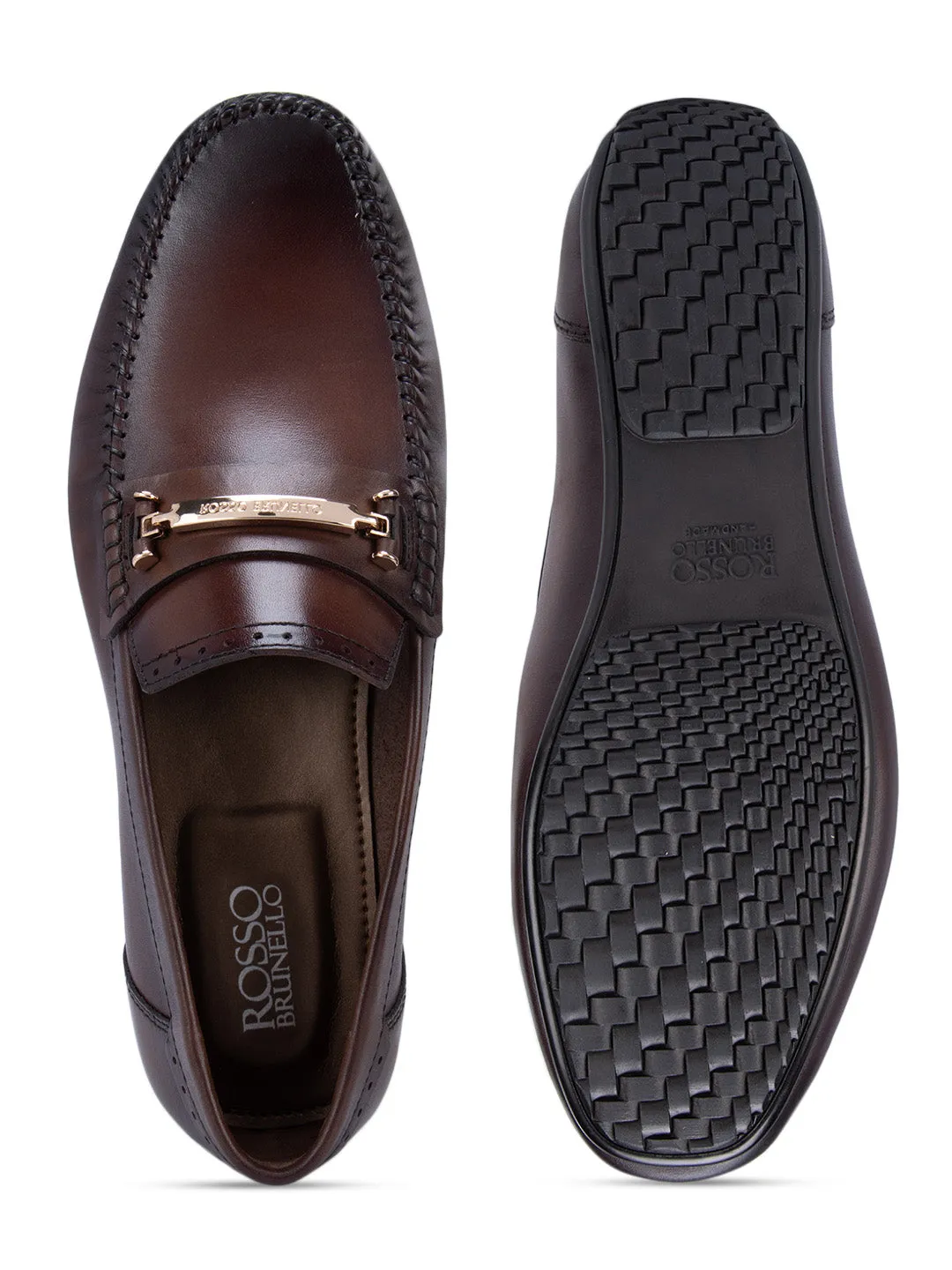 Coffee Moccasins With Metal Buckle