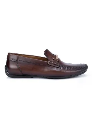 Coffee Moccasins With Metal Buckle