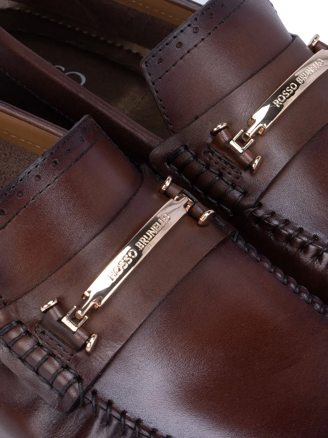 Coffee Moccasins With Metal Buckle