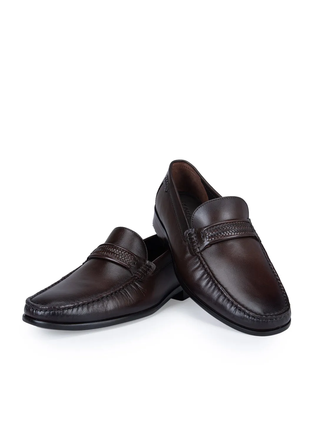 Coffee Plain Braided Loafers