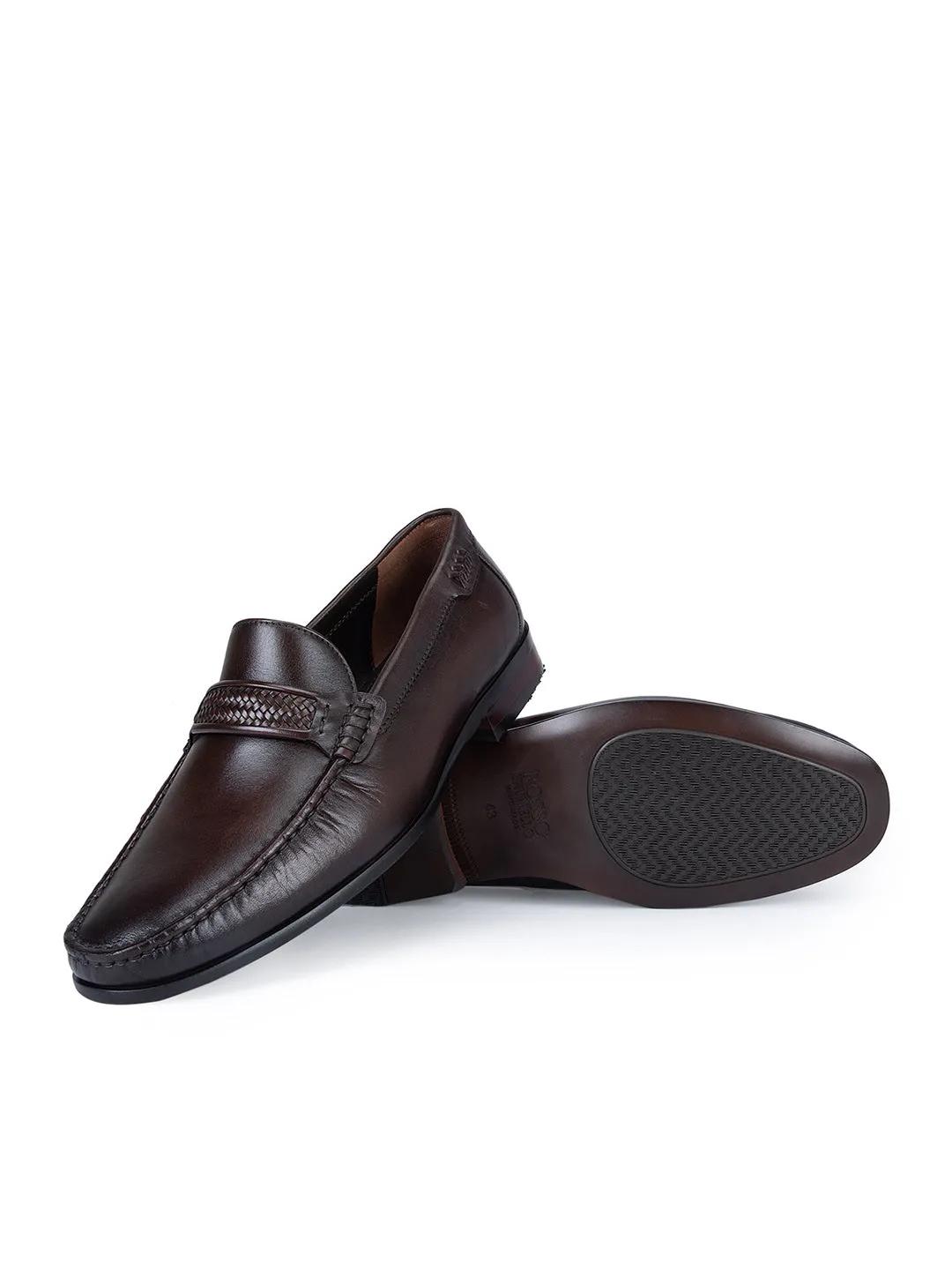 Coffee Plain Braided Loafers