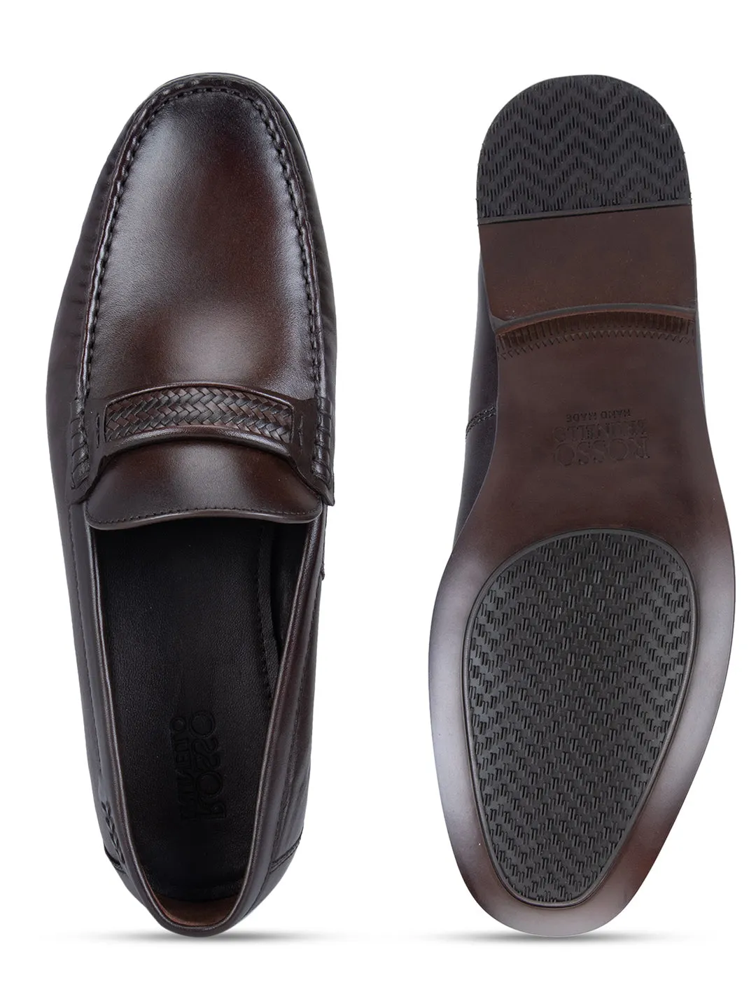 Coffee Plain Braided Loafers
