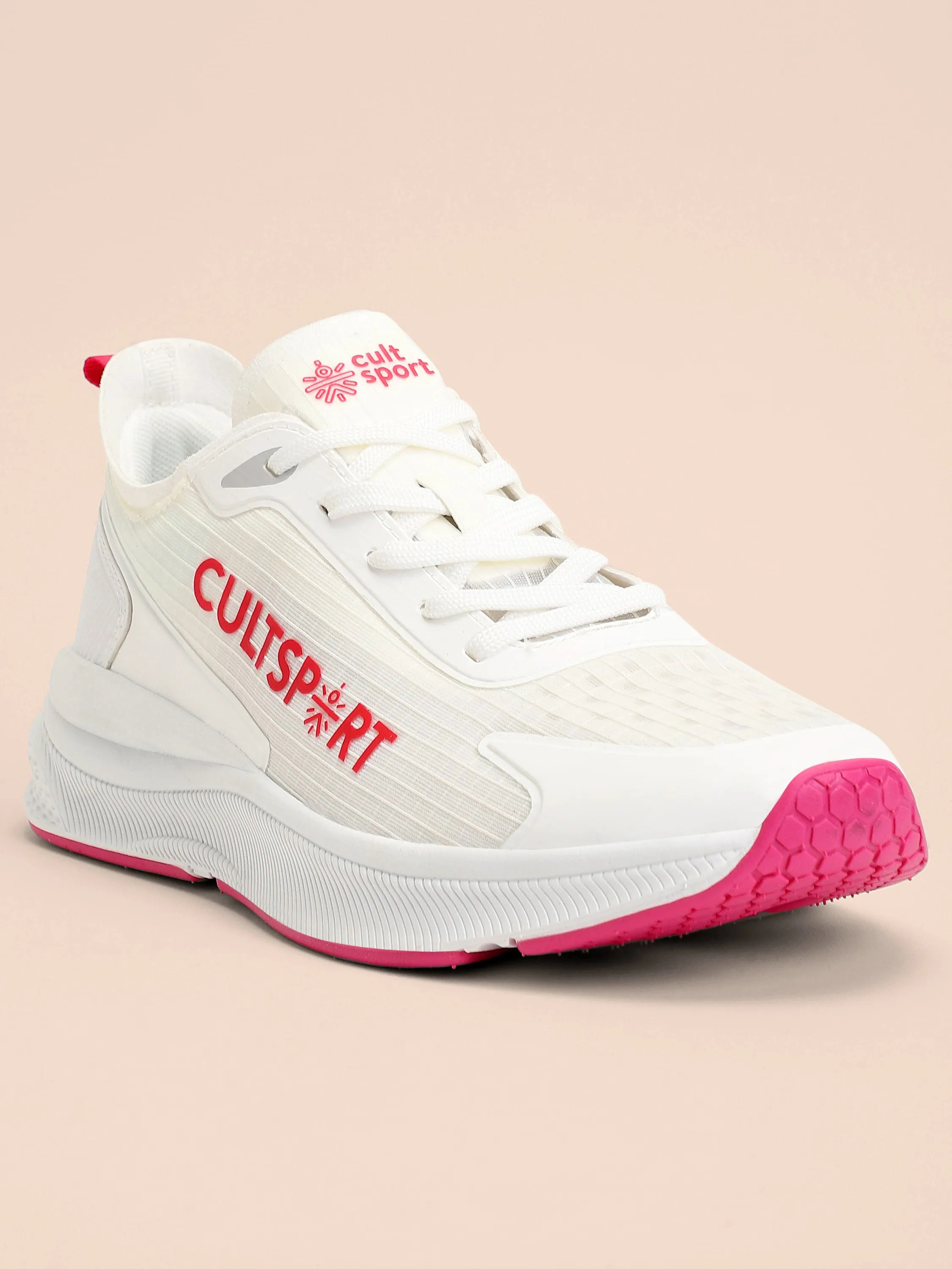 Comfort Women Running Shoes - White/Red