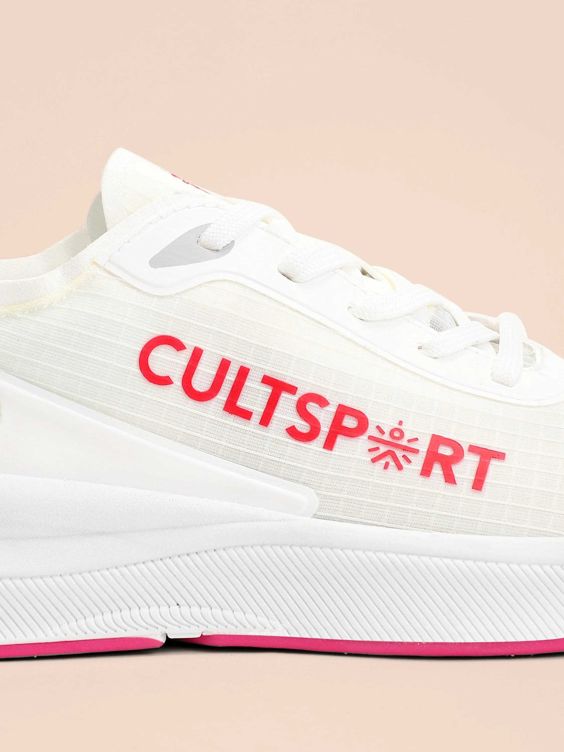 Comfort Women Running Shoes - White/Red