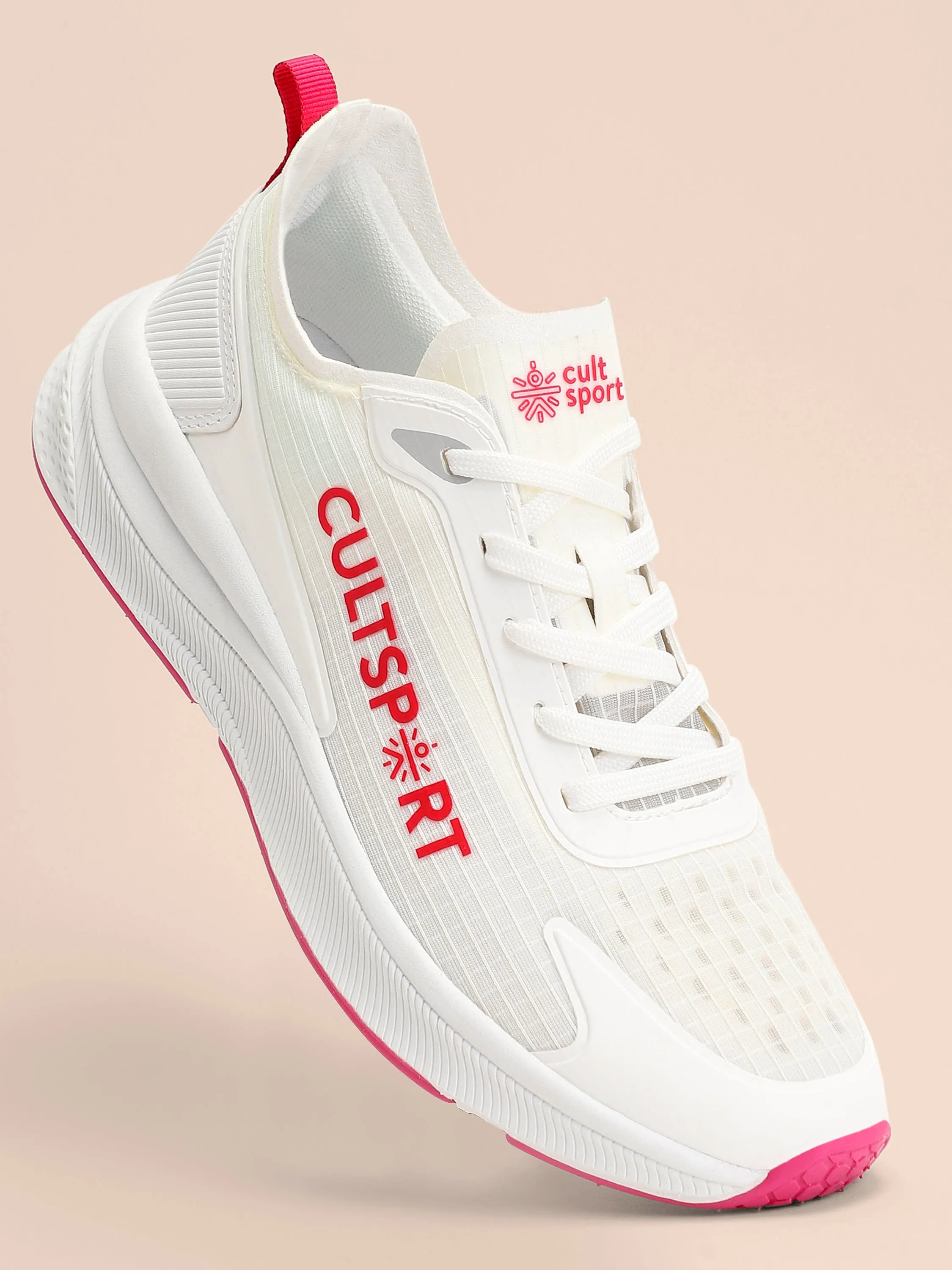 Comfort Women Running Shoes - White/Red