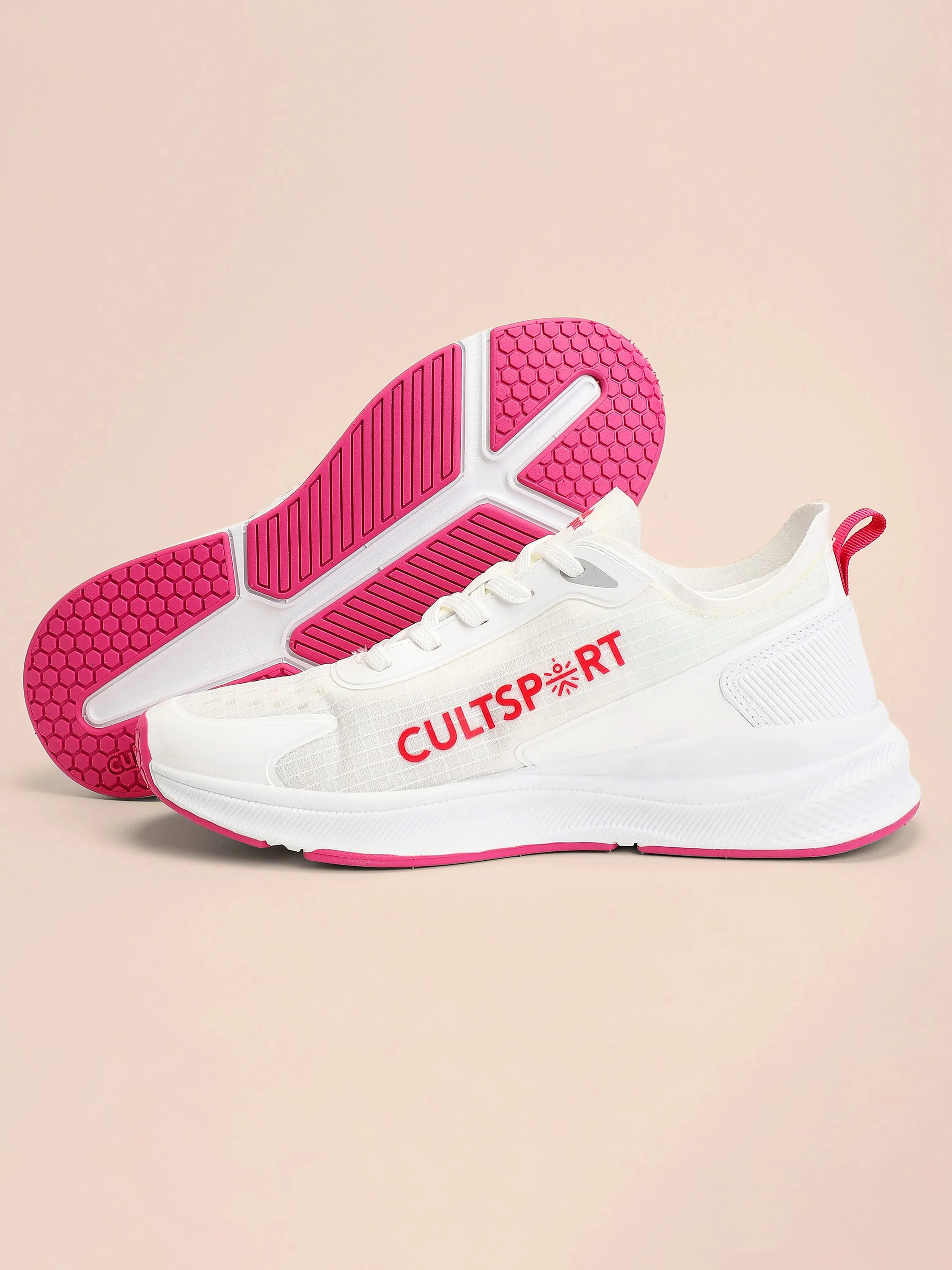 Comfort Women Running Shoes - White/Red