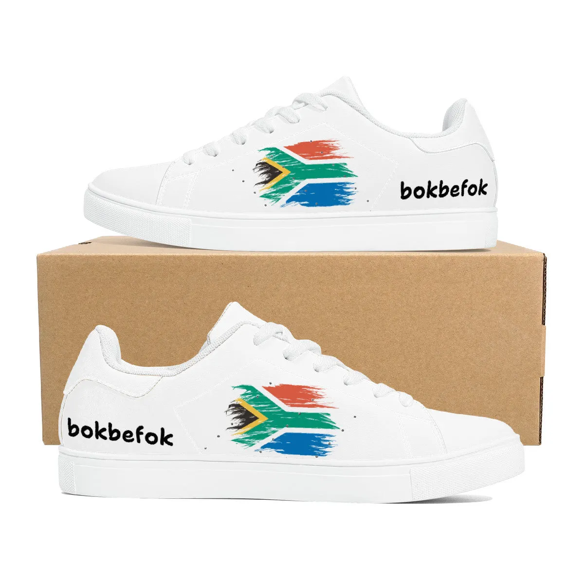 D27 Low-Top Synthetic Leather Sneakers - White